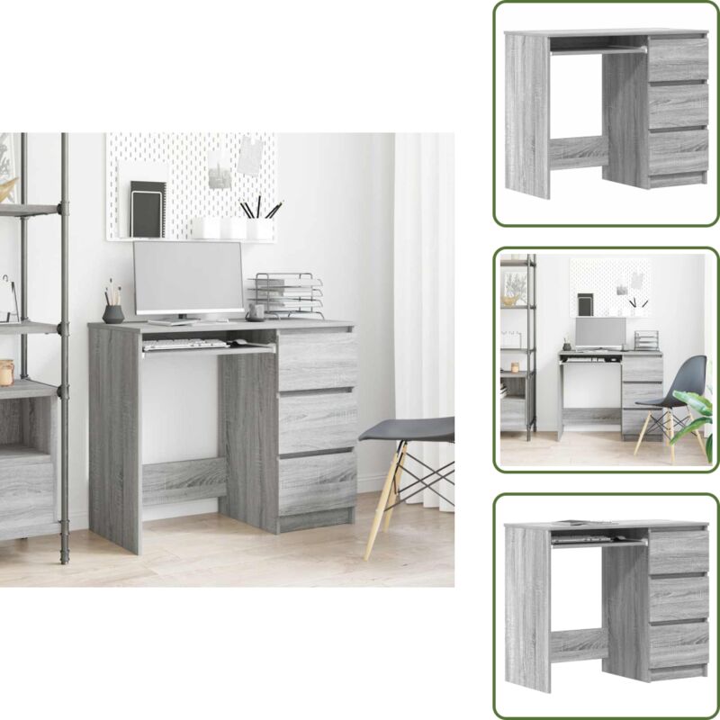 Vidaxl - Bureau Sonoma gris 90x45x76 cm Bois d'ingénierie - Bureau Design - Bureau Moderne - Bureau Gris - Bureau Informatique - Bureau Salle Étude