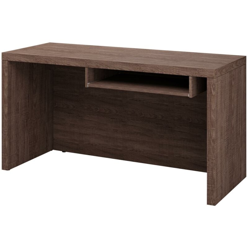 Mobilier1 - Bureau Fiomeri 122, Chêne santana foncé, Étagère à clavier, Le nombre de portes: 0, Nombre de tiroirs: 0, 78x150x67cm