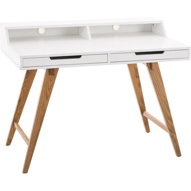 Décoshop26 - Bureau style scandinave avec tiroirs et étagère 110 cm de longueur BUR10198