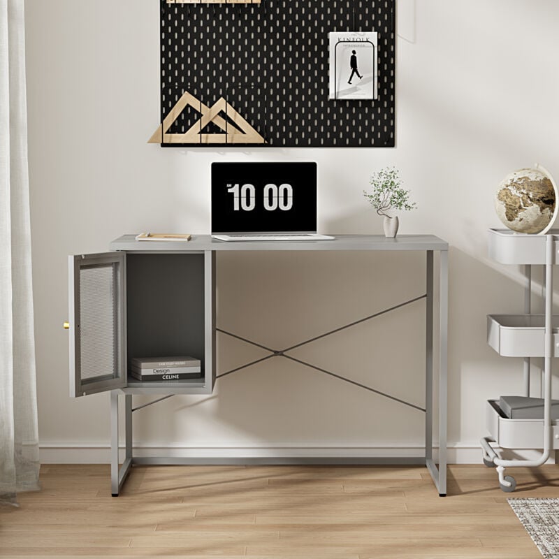 Bureau Sund acier 75 x 100 x 50 cm gris [en.casa]
