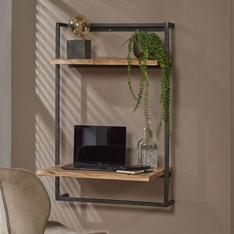 Bureau suspendu 65x45x100 cm en acacia et métal - EMERIC