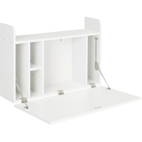 Bureau suspendu table murale table d'ordinateur murale et tablette rabattable avec rangements - 77 x 20 x 51 cm