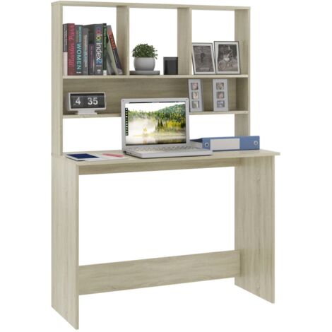 Bureau Table de bureau / Bureau d'ordinateur avec étagères Chêne sonoma 110 x 45 x 157 cm Aggloméré