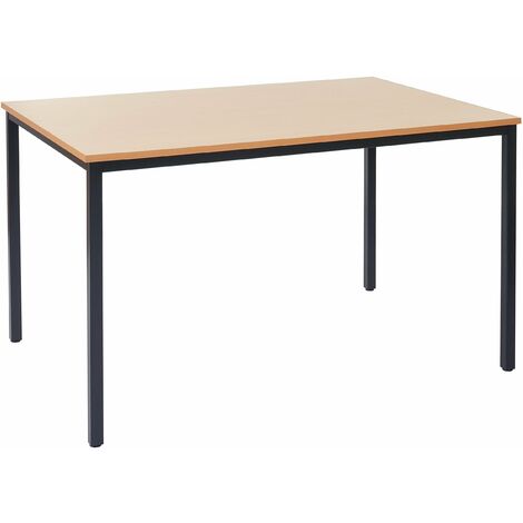 Bureau table de conférence 120x80cm MDF aspect hêtre - noir