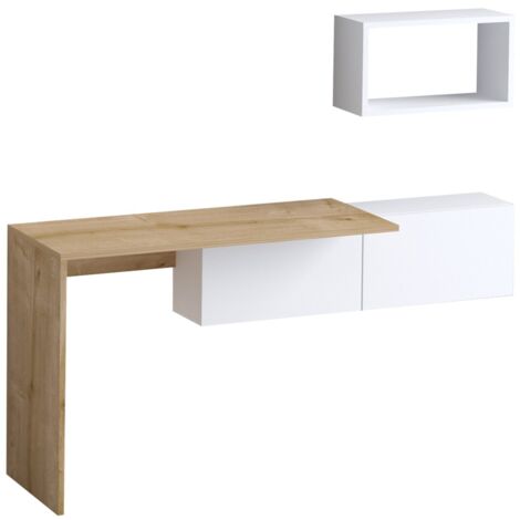 bureau, table de travail, table de bureau Desk Blanc Chêne