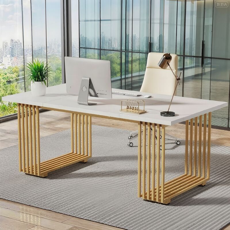 Bureau Table d'ordinateur, 180 x 80 x 78 cm Table de Bureau Moderne PC Table de Travail Table de Salle à Manger, Blanc