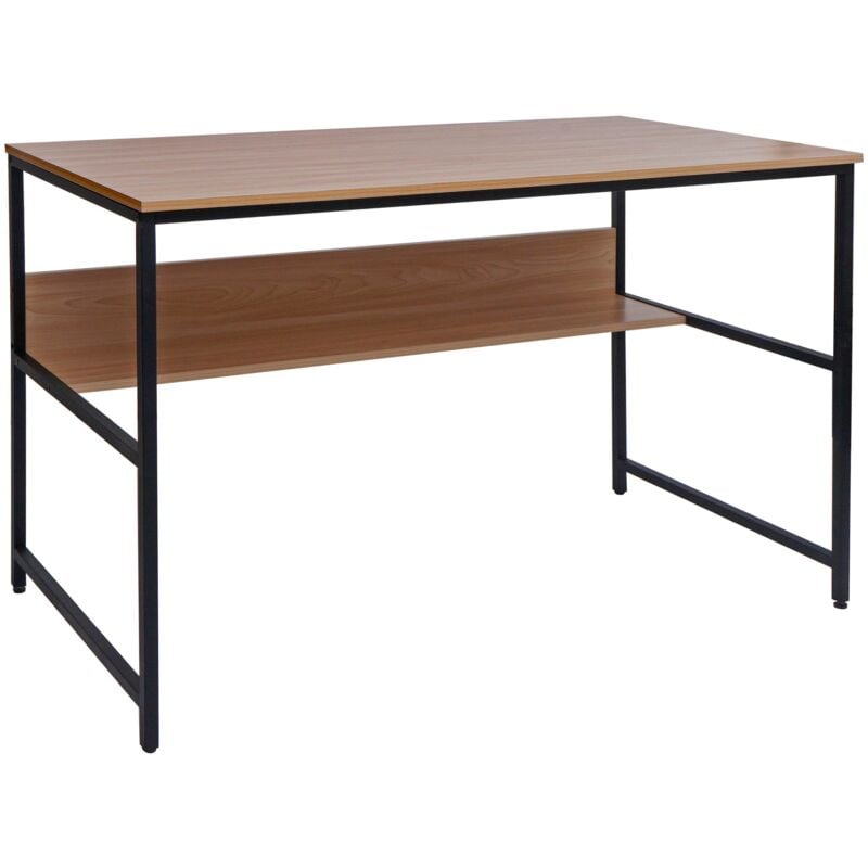 Bureau table d'ordinateur espace de rangement sous le plateau de table 120x60 cm en MDF naturel et métal 040006063