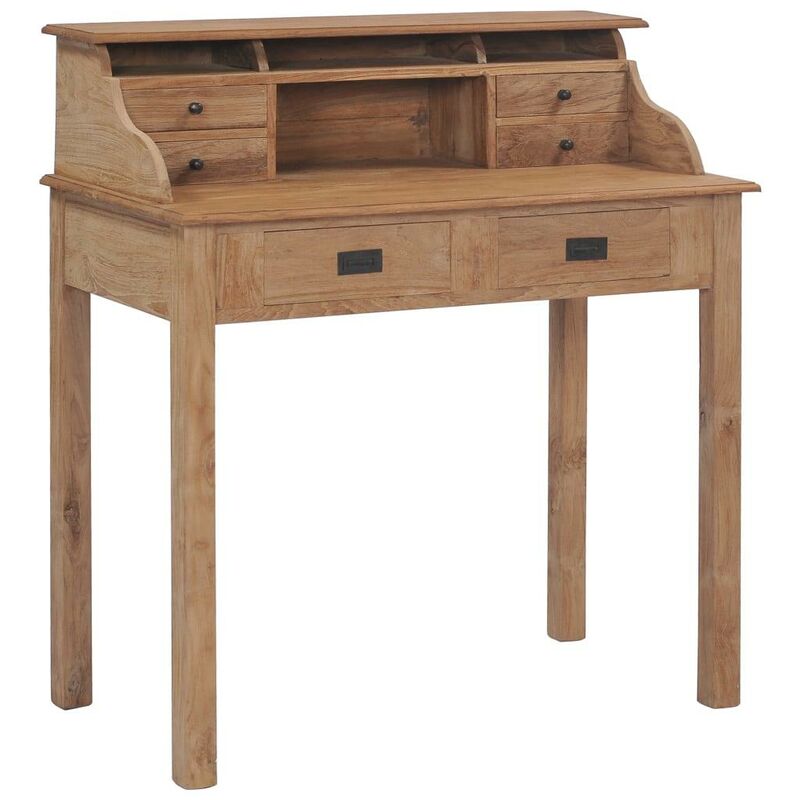 Bureau Table Meuble Travail Informatique 100 Cm Bois De Teck Massif Bois 0502117