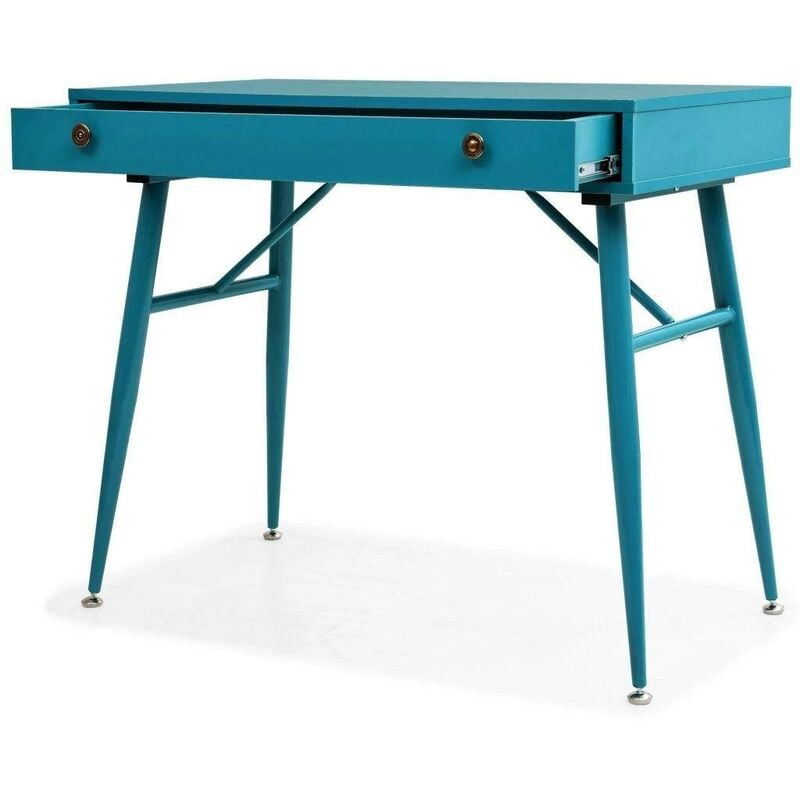 Bureau Table Meuble Travail Informatique Avec Tiroir 90 Cm Vert Antique Or 0502075