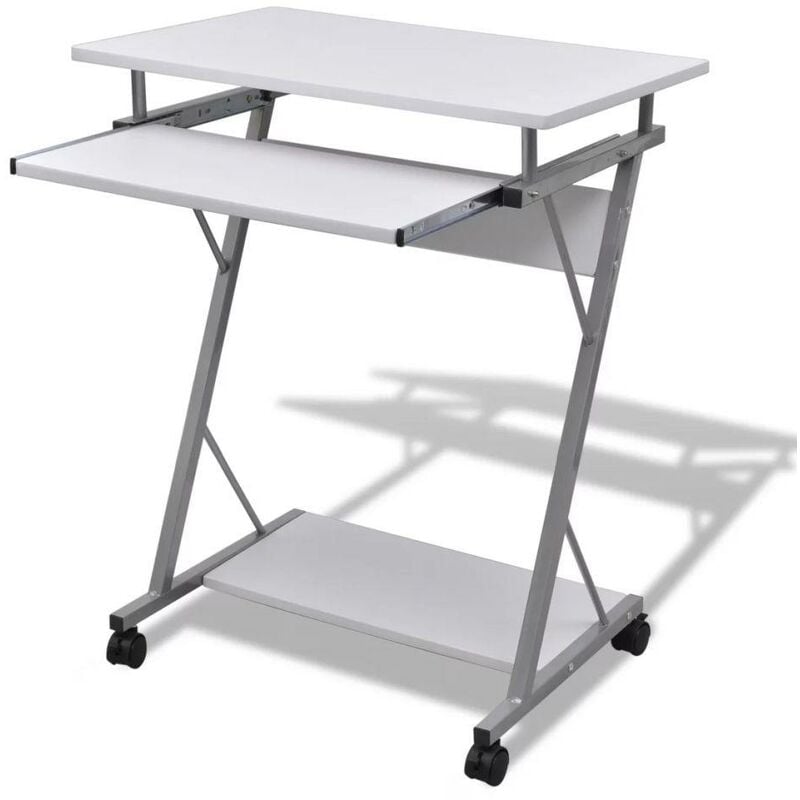 Helloshop26 - Bureau table meuble travail informatique blanche pour ordinateur