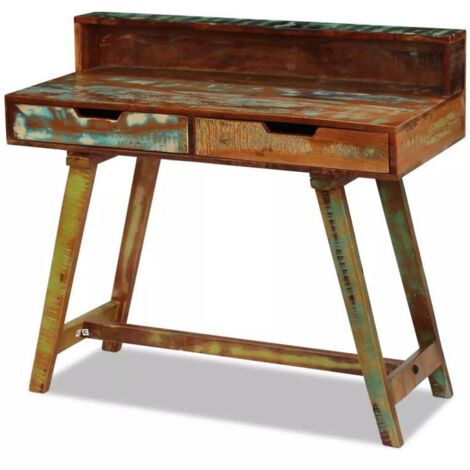 Bureau table meuble travail informatique bois de récupération massif