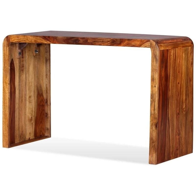 Bureau table meuble travail informatique bois massif de sesham marron - Bois