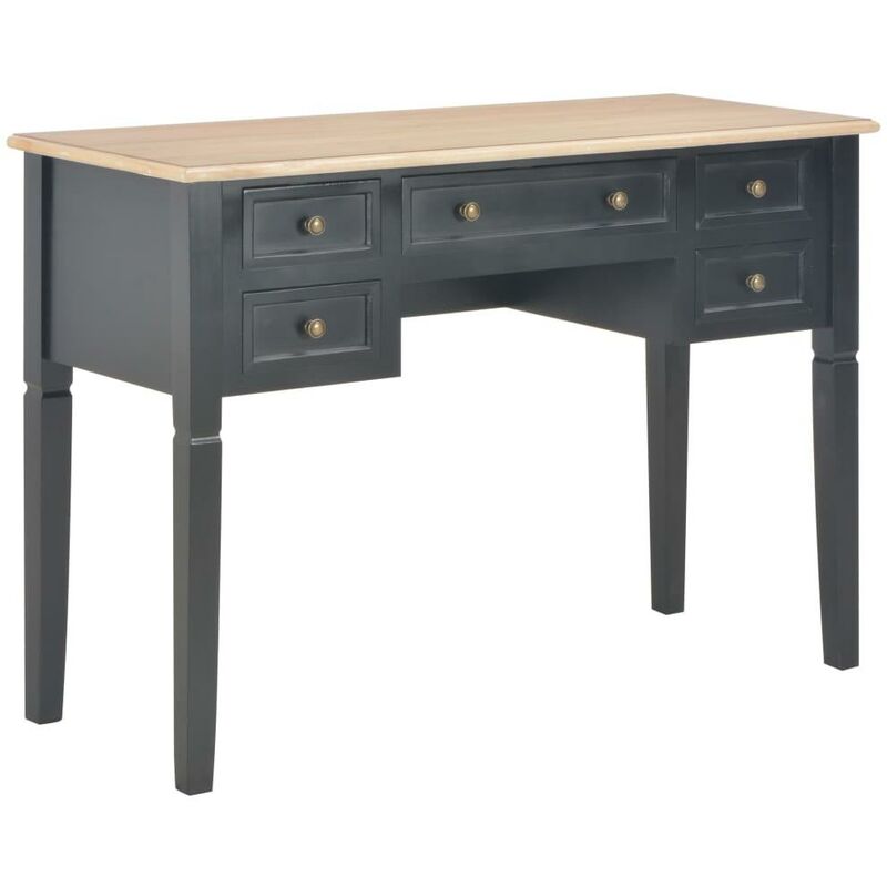 Bureau table meuble travail informatique noir 109,5 cm bois - Bois
