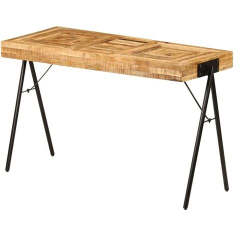 Bureau table meuble travail informatique table à écrire bois de manguier massif 118 cm