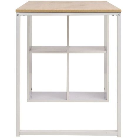 Bureau table meuble travail informatiqued'écriture 120 x 60 x 75 cm chêne et blanc