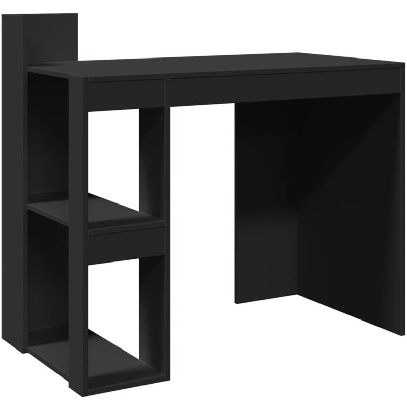 Bureau table poste de travail meuble d'ordinateur informatique étude 103,5 x 56,5 x 94 cm bois d'ingénierie noir