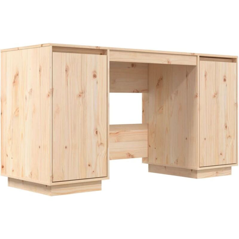 Helloshop26 - Bureau table poste de travail meuble d'ordinateur informatique étude 140 x 50 x 75 cm bois massif de pin brun
