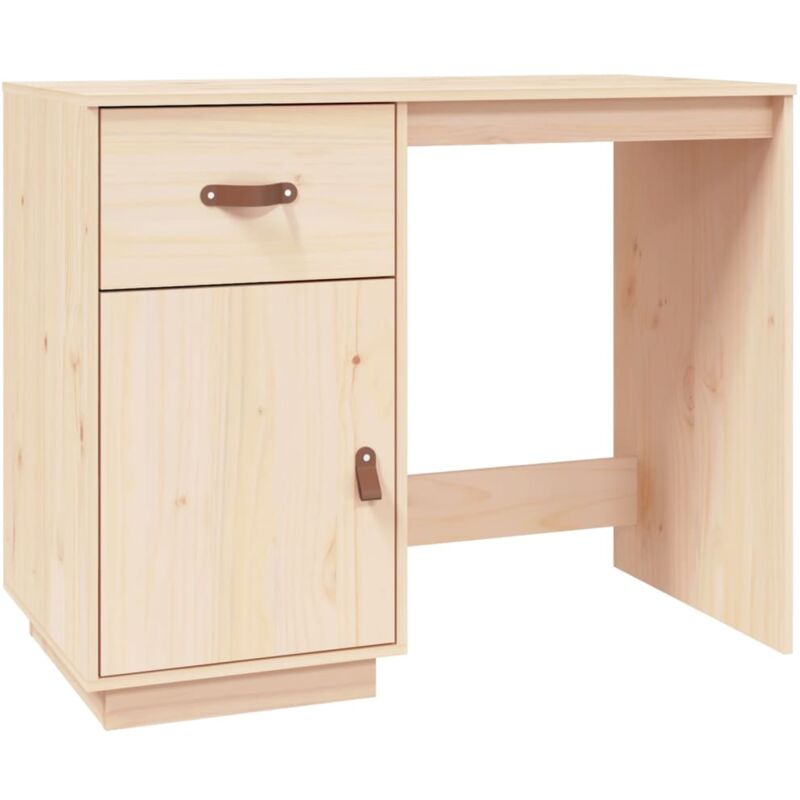 Bureau table poste de travail meuble d'ordinateur informatique étude 95 x 50 x 75 cm bois massif de pin brun