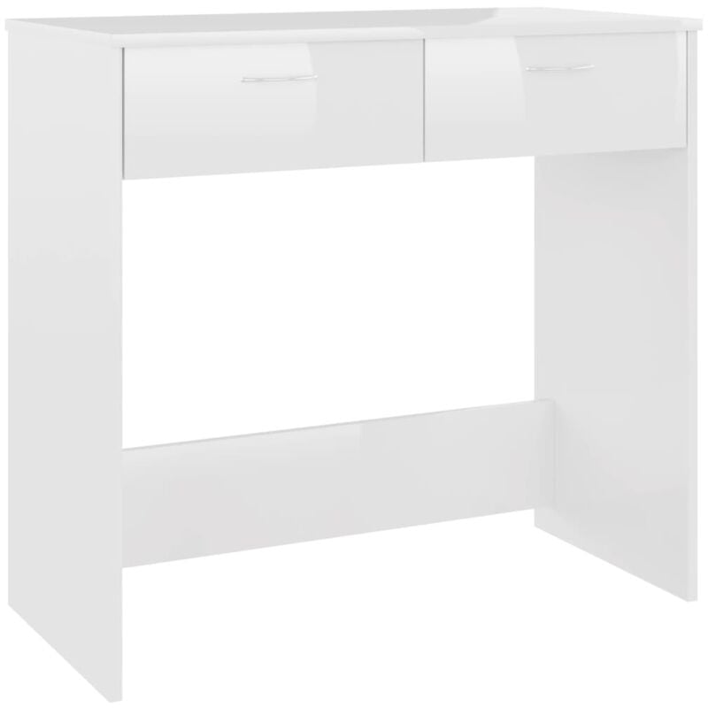 Helloshop26 - Bureau table poste de travail meuble d'ordinateur informatique étude brillant 80 x 40 x 75 cm Aggloméré blanc