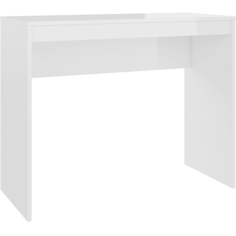Helloshop26 - Bureau table poste de travail meuble d'ordinateur informatique étude brillant 90 x 40 x 72 cm bois d'ingénierie blanc