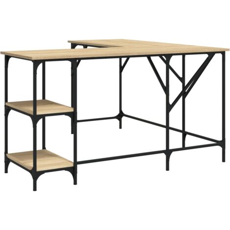 Bureau table poste de travail meuble d'ordinateur informatique étude chêne sonoma 139 x 139 x 75 cm bois d'ingénierie brun