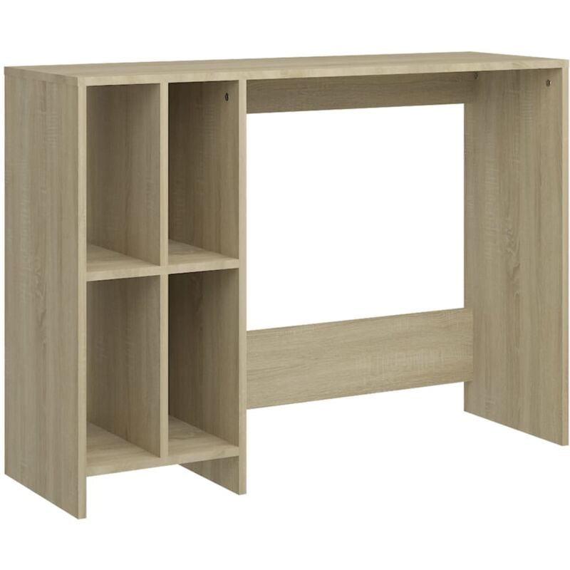 Helloshop26 - Bureau table poste de travail meuble d'ordinateur informatique étude d'ordinateur portable chêne sonoma bois d'ingénierie brun