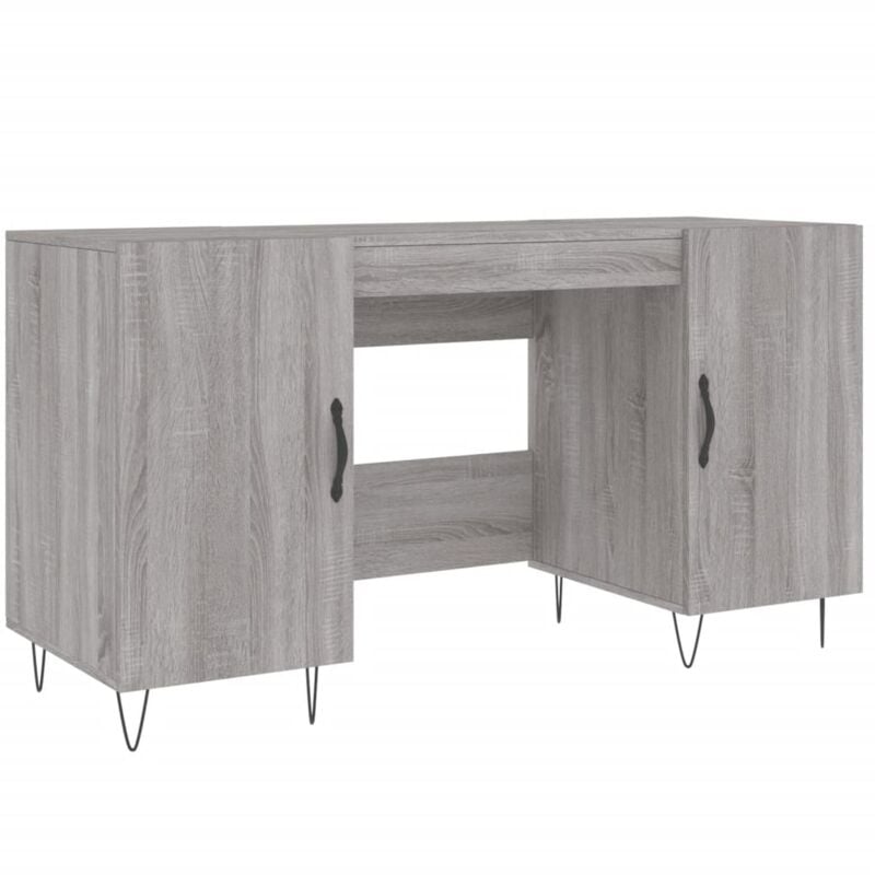 Helloshop26 - Bureau table poste de travail meuble d'ordinateur informatique étude sonoma 140 x 50 x 75 cm bois d'ingénierie gris