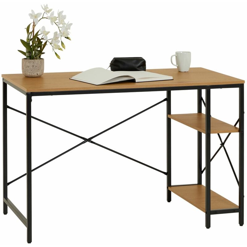 Idimex - Bureau en métal tavira avec plateau en fibres de bois couleur chêne sauvage