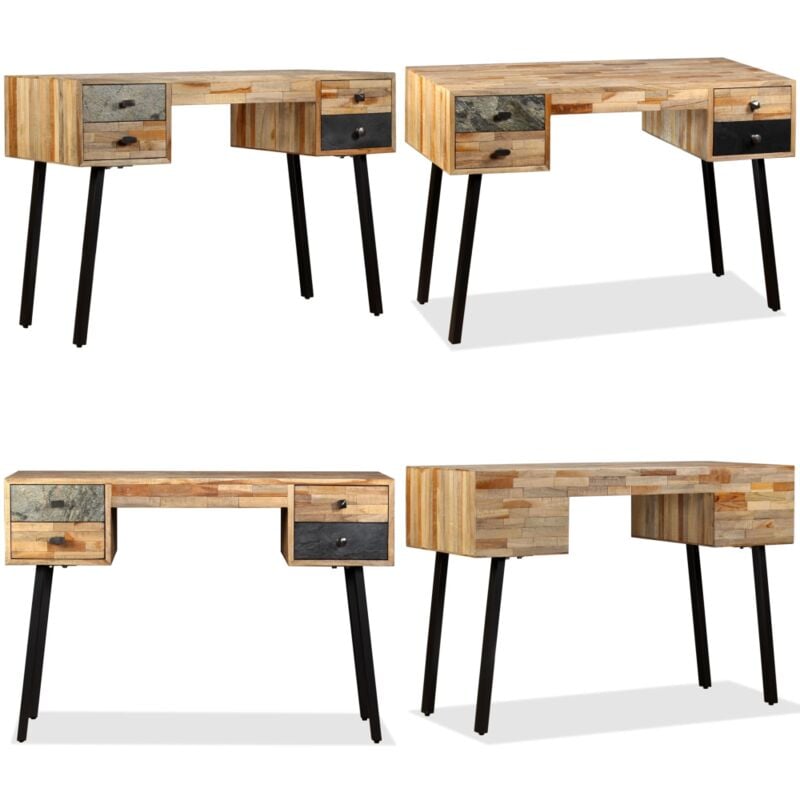 Vidaxl - Bureau Teck de récupération massif 110 x 50 x 76 cm - Bureau Vintage - Bureau Design - Bureau Teck - Meuble De Bureau - Meubles De Salle à