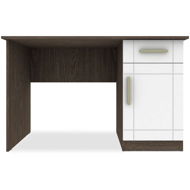Cotecosy - Bureau Tenessil 120cm Chêne foncé et Blanc