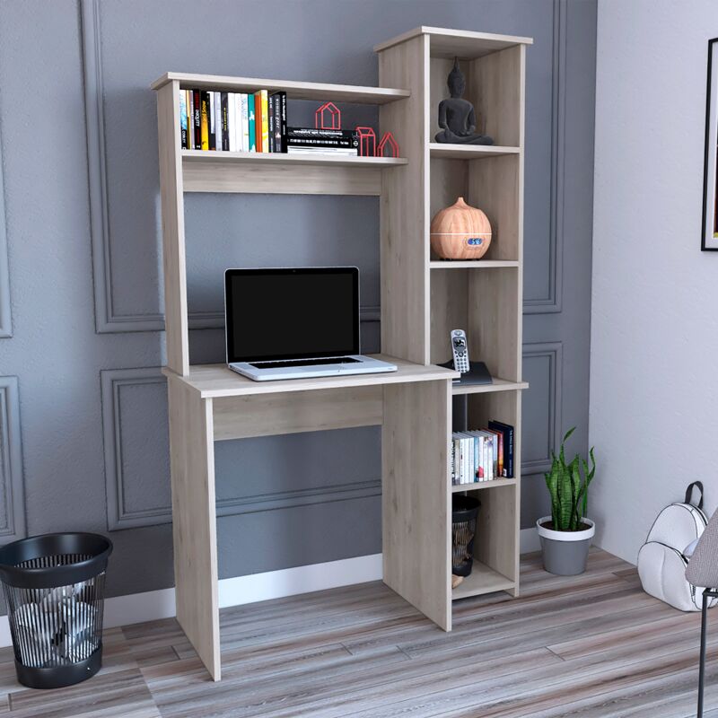 Tuhome Concept - Table à écrire Versailles avec bibliothèque 162,5 cm l x 98,5 cm l x 45,3 cm p Frêne