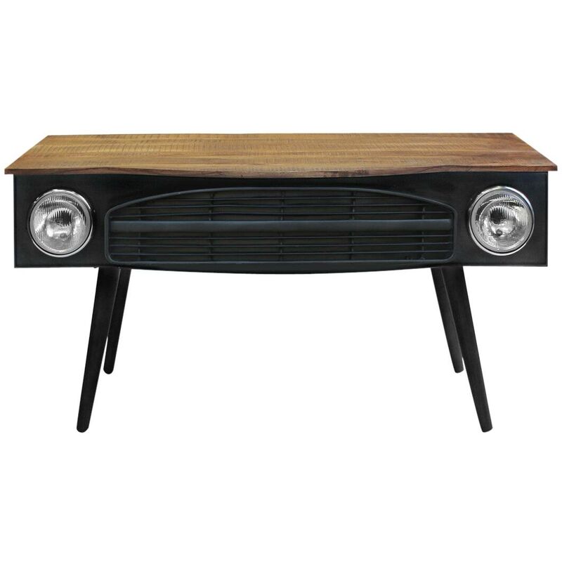 Made In Meubles - Bureau voiture en métal gris foncé Tata