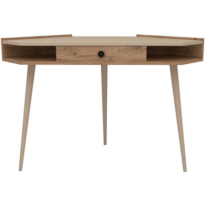 Bureau Wellhome 85,2x130,8x55 cm, pin atlantique/beige - 'ufuk' - Pin atlantique/beige