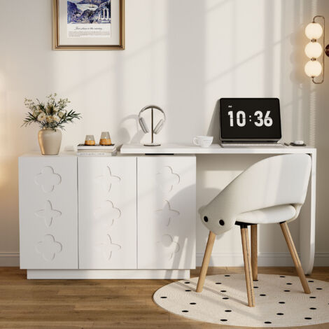 Bureau,bureau d’ordinateur d’angle pivotant en forme de L,table de bureau,coiffeuse,blanche 110 cm(GO)