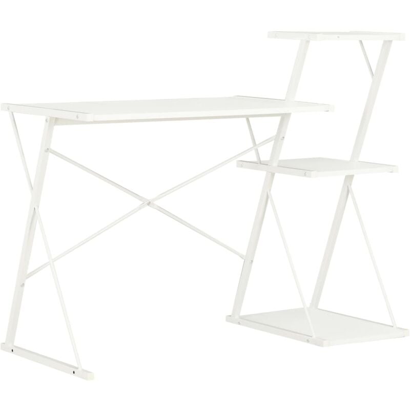 Design In - Bureau,Table de travail,Table d'étude avec étagère Blanc 116x50x93 cm CFW928542