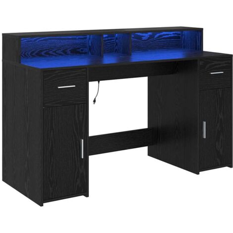 Bureau,Table de travail,Table d'étude avec porte Chêne noir 140 x 55 x 91 cm Bois d'ingénierie CFW65020