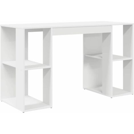 Bureau，Table de travail，Table d'étude avec Rangement avec étagère Blanc 130 x 50,5 x 75 cm CFW86305