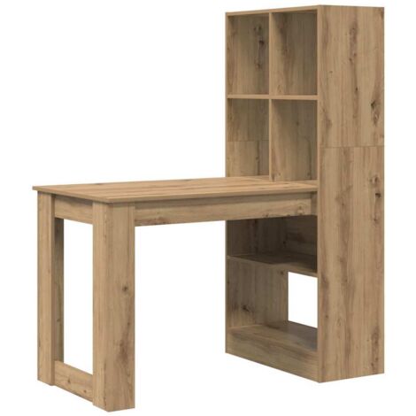 Bureau，Table de travail，Table d'étude chêne artisanal 122 x 67 x 145 cm Bois d'ingénierie CFW29196
