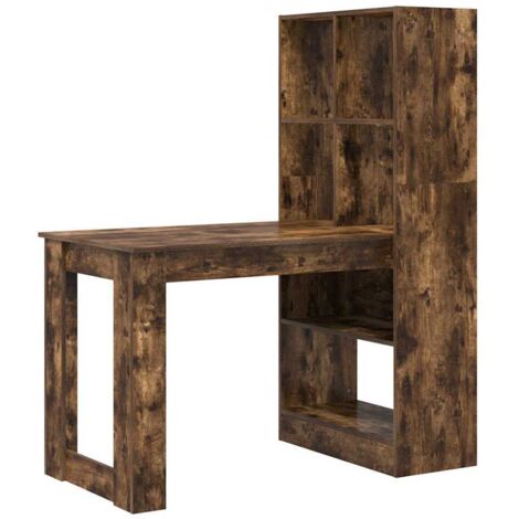 Bureau，Table de travail，Table d'étude Chêne fumé 122 x 67 x 145 cm Bois d'ingénierie CFW66065