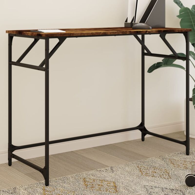 Design In - Bureau,Table de travail,Table d'étude chêne fumé bois d'ingénierie et acier enduit de poudre CFW712872