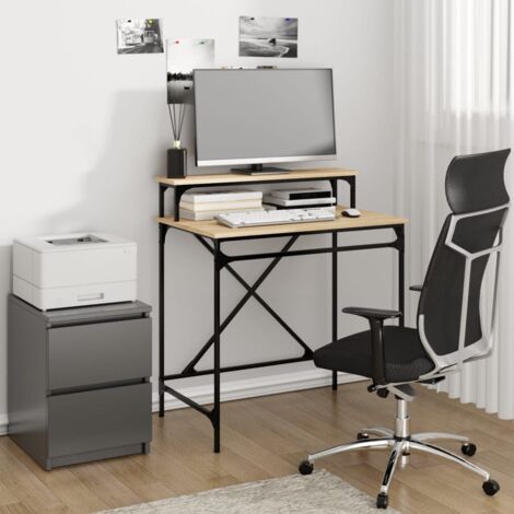 Bureau,Table de travail,Table d'étude chêne sonoma 80x50x90 cm bois d'ingénierie et fer CFW778685