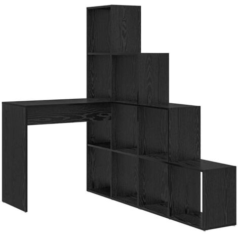 Bureau，Table de travail，Table d'étude d'angle avec étagère Chêne noir 101.5 x 149.5 x 149.5 cm CFW10937
