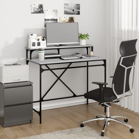 Bureau，Table de travail，Table d'étude sonoma gris 100x50x90 cm bois d'ingénierie et fer CFW699524