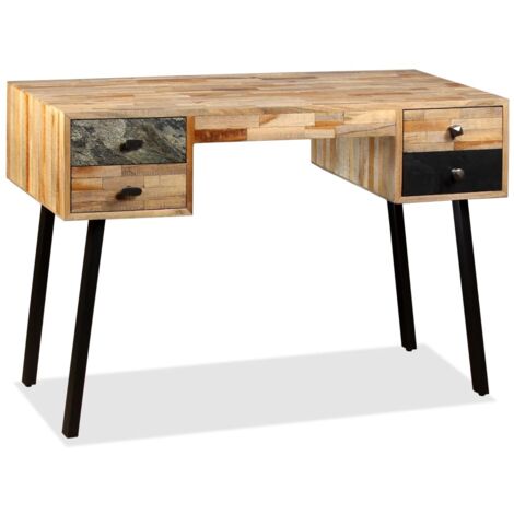 Bureau，Table de travail，Table d'étude Teck de récupération massif 110 x 50 x 76 cm CFW50106