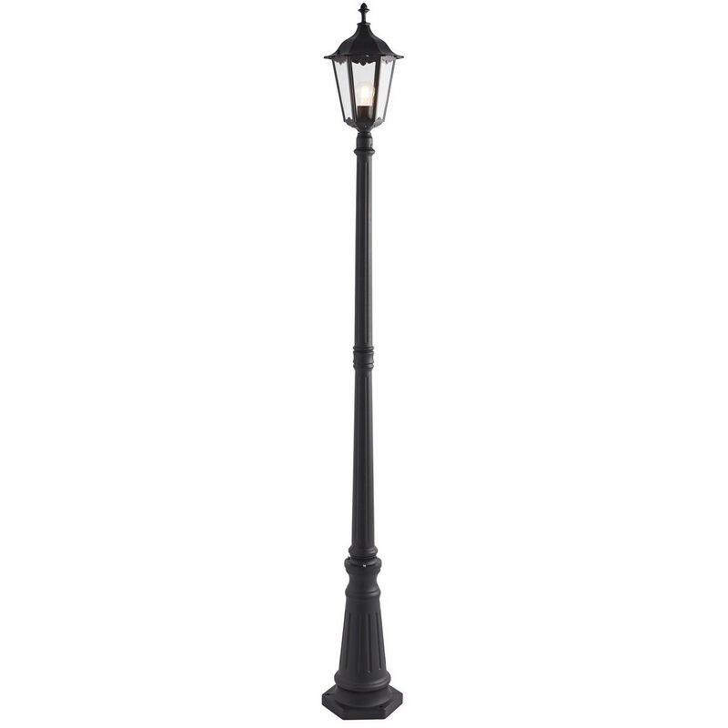 Endon Burford - 1 Light Outdoor Floor Lamp Matt Black Paint, Glass IP44, E27