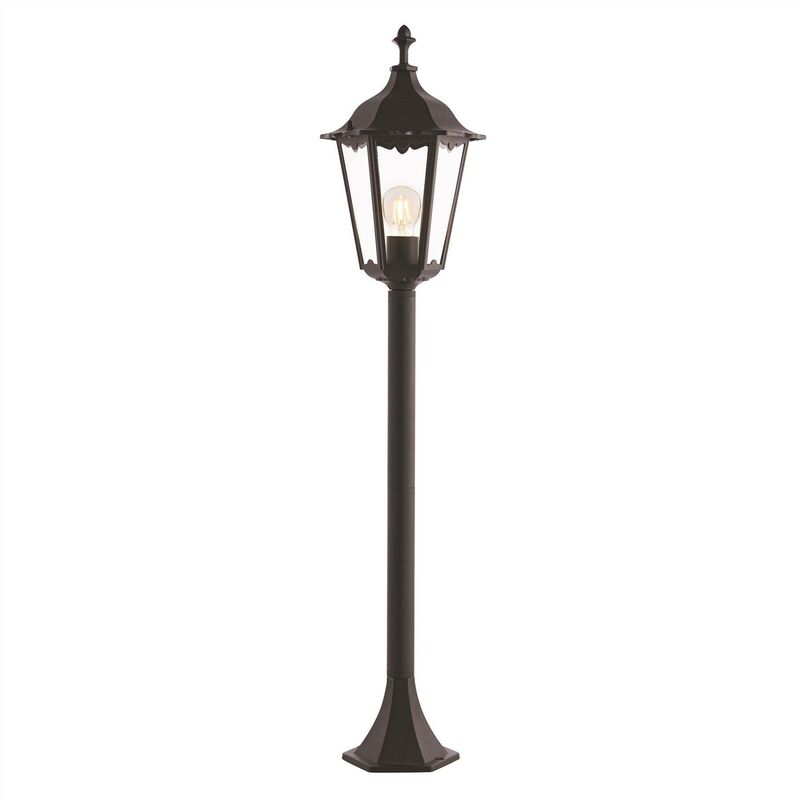 Endon Lighting - Endon Burford - 1 Light Outdoor Floor Lamp Matt Black Paint, Glass IP44, E27