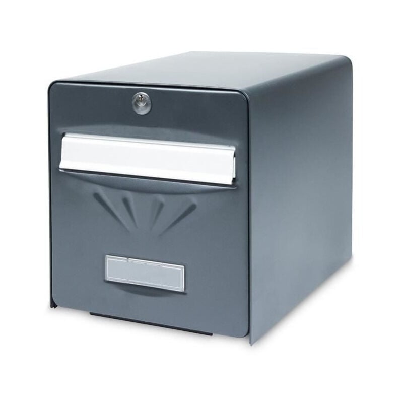 Boite aux lettres Balneaire en acier galvanise - Porte arriere vitree - Gris anthracite - Burg Wachter