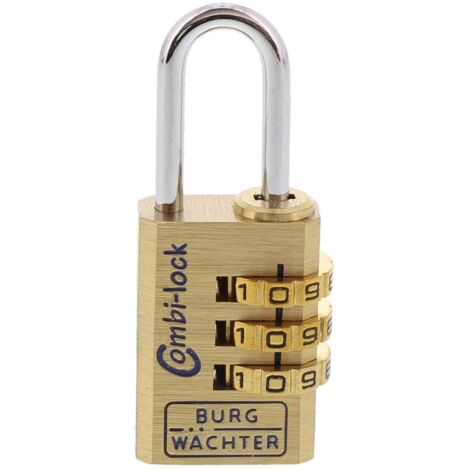 Burg-Wächter Combi 80 20 M SB Lucchetto a Combinazione Regolabile, Ottone, 3,2 mm Bügelstärke