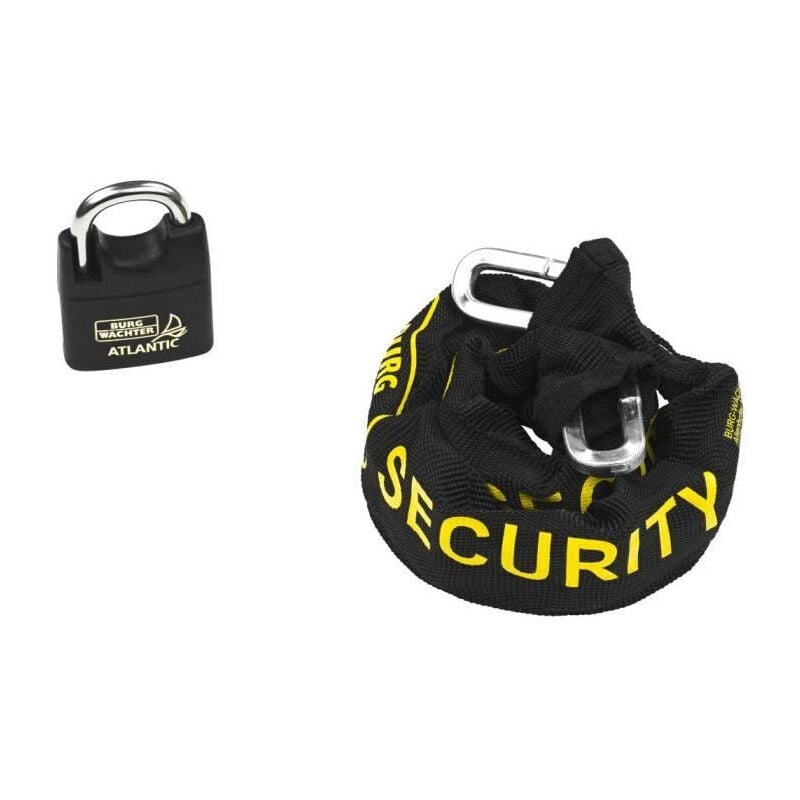 Chaîne antivol Burg Wachter skm 6/60/NI40 - 60 cm, acier carré cémenté 6 mm, cadenas inox marin