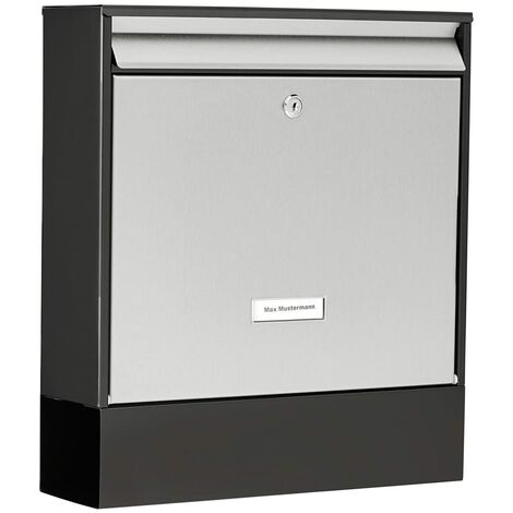 Burg-Wächter Oxford-Set 68770 B+S Cassetta Postale in Acciaio con Scomparto per Giornali Integrato, Argento/Nero